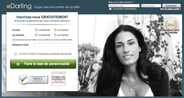 eDarling: Test de personnalité + Inscription gratuits